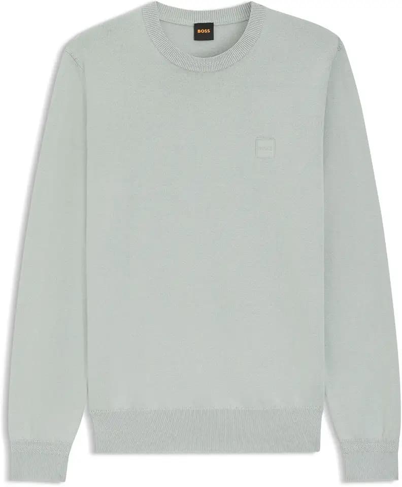 BOSS Herren Kanovano S Pullover aus Baumwoll-Mix mit Kaschmir-Anteil und Logo-Patch