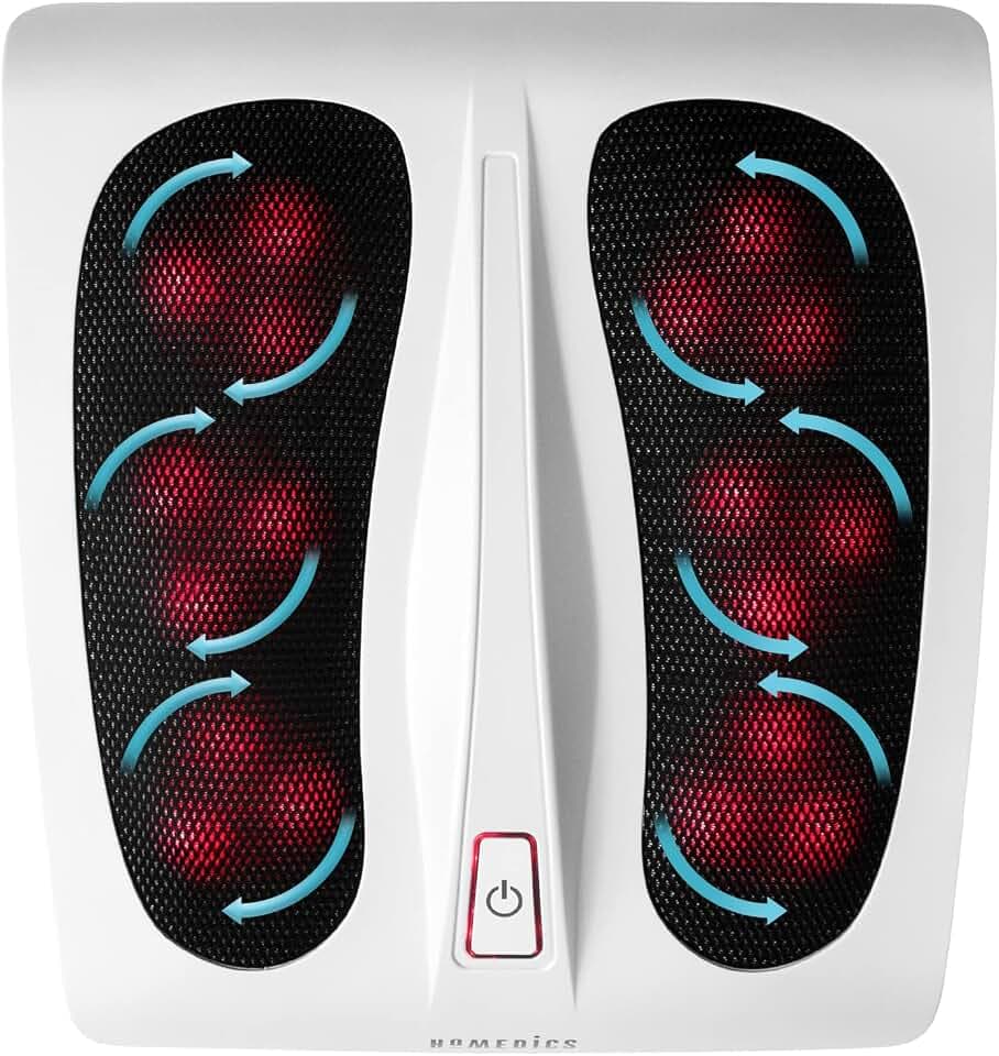 HoMedics Shiatsu Fußmassagegerät elektrisch - Massagegerät für Füße inkl. 18 Massageköpfen, tiefenwirksame Fußpflege mit Wellness Wärmefunktion - Mehr Vitalität für müde Füße und Beine - Weiß