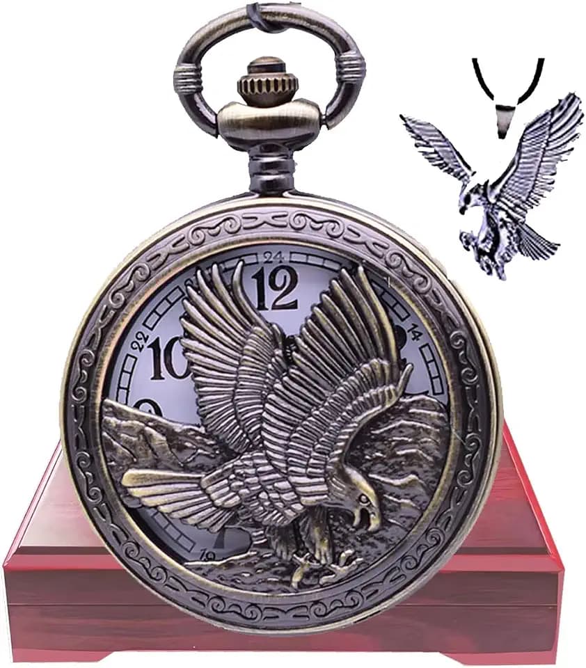 Udaney Eagle Gifts Pocket Watch with Chain Vintage Quartz Half Hunter American 2025 Fashion