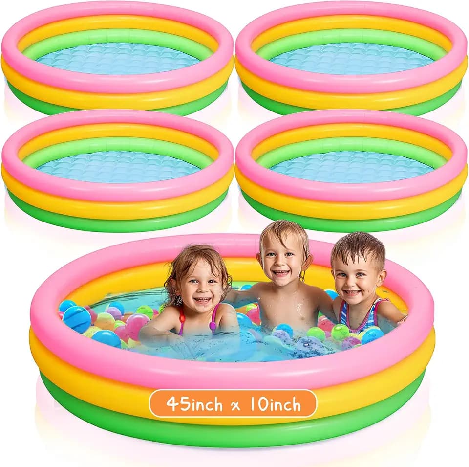4 Pack Kiddie Pool for Toddler Kids,Inflatable Paddling Pool, Neon Color
