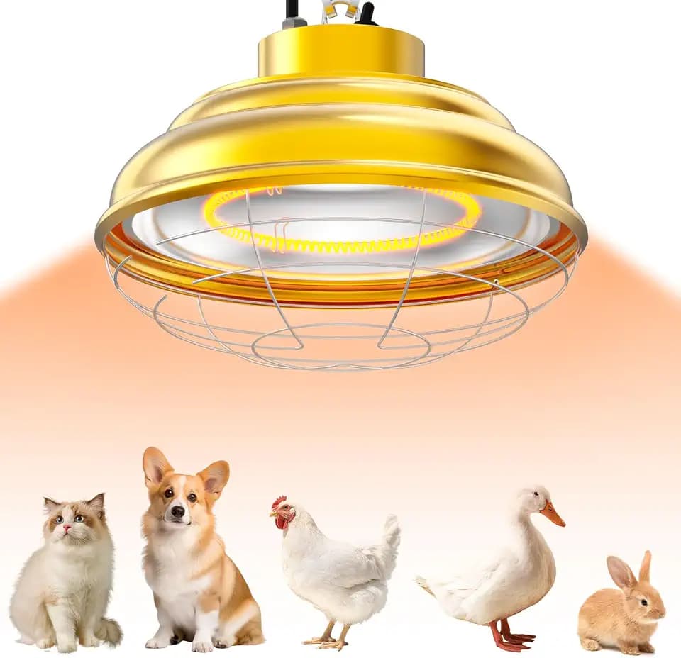 600 Watt Large Heat Lamp for Chicken Coop, Hanging Chicken Coop Heater, Carbon Fiber Bulb Waterproof Coop Heater with 2 Heating Levels, Chicken Warmer Lamp for Indoor Poultry Pet Livestock Greenhouse
