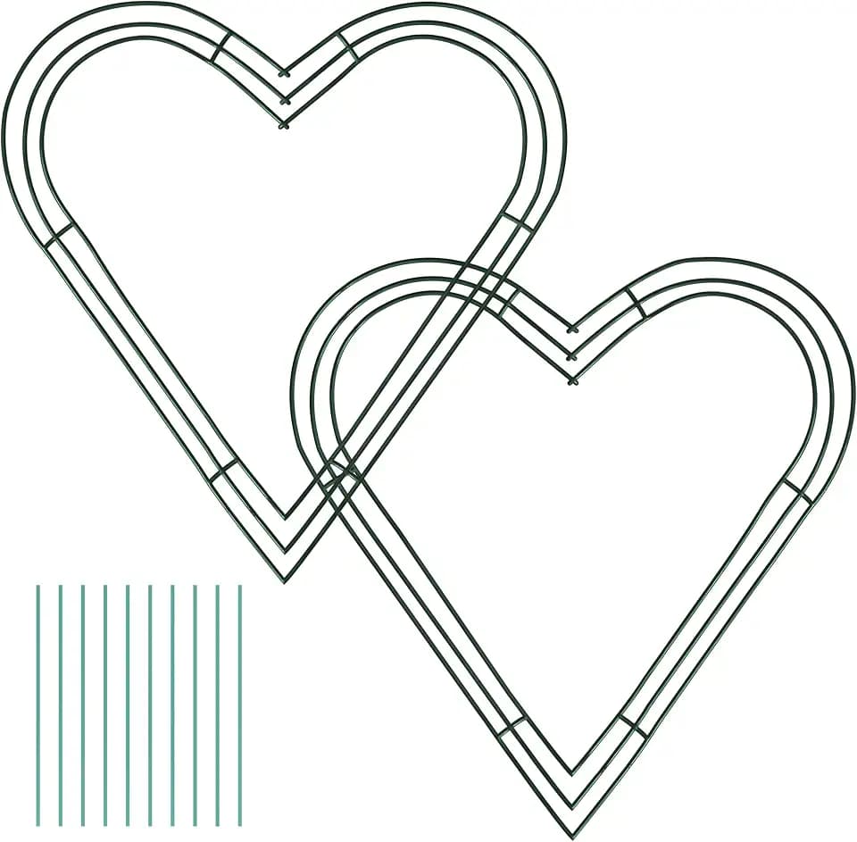 2-Pack 12 Inch Heart Shaped Wire Wreath Frame