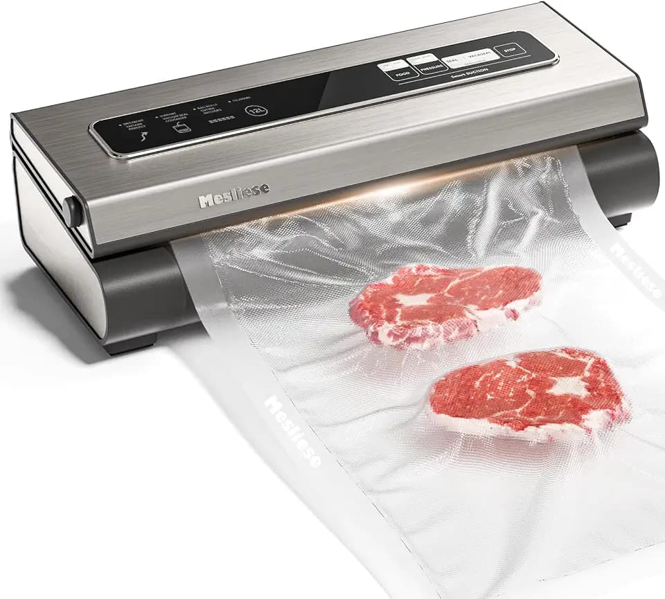 Mesliese 6in1 Vacuum Sealer, Dry/Moist Modes, 2 Bag Rolls & 5 Pre-cut Bags