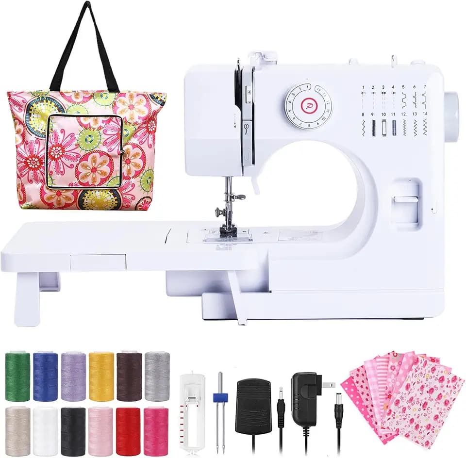 Sewing Machine for Beginners with Extension Table, Portable Mini