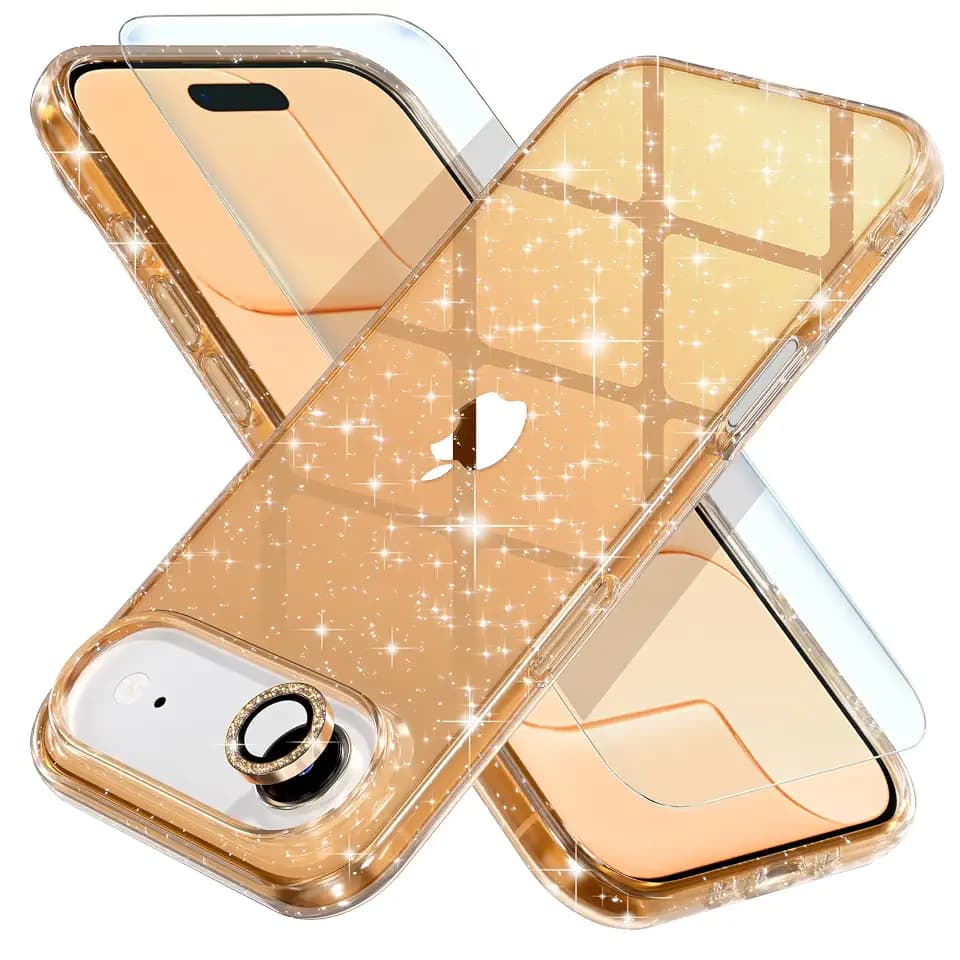 Choiche for iPhone Air Case Clear Women Girly (Glitter Gold)