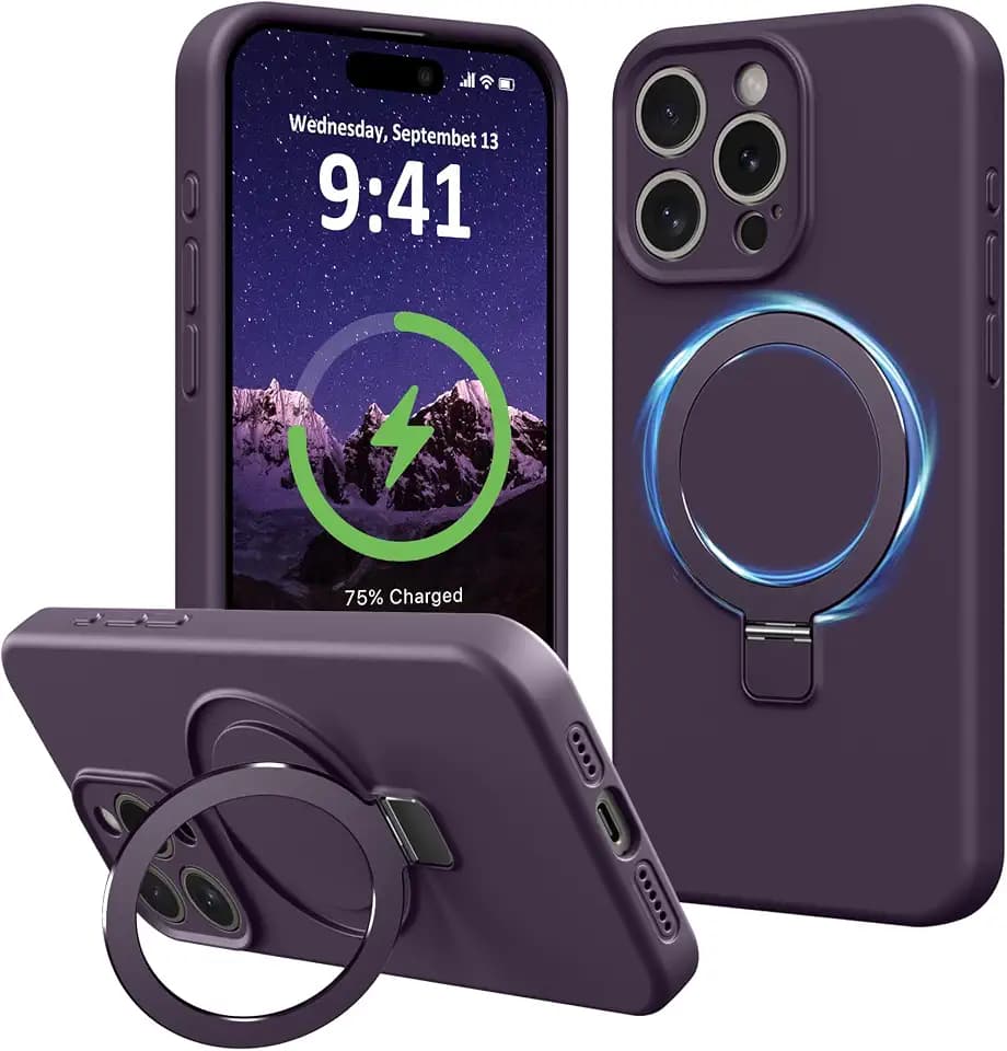 for iPhone 13 Pro - Case Liquid Silicone with Stand, Purple