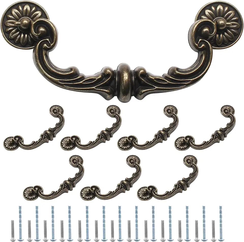Uenhoy 8 Pack Vintage Drawer Pulls 6 in Hole Center Drop Bail Cabinet Pulls