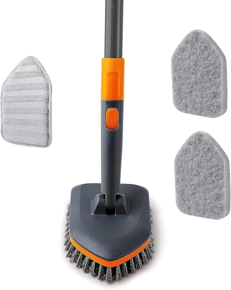 CLEANHOME Schrubber mit Stiel 4-1,Flexibel Bathroom Cleaning Brush