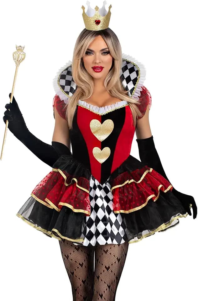 Leg Avenue Women's 2 Pc Queen of Hearts Halloween Costume for Women