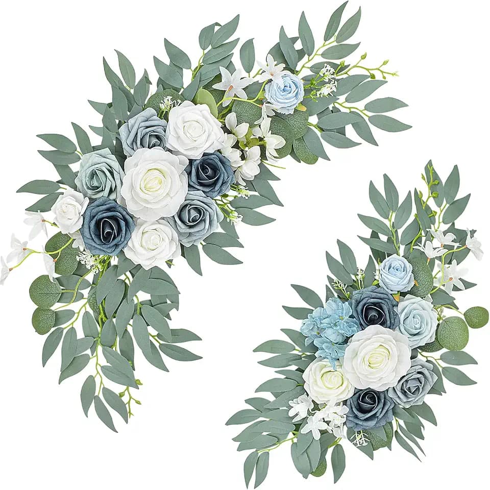 Blue Wedding Arch Flower Swags Set of 2, Artificial Arch Flower