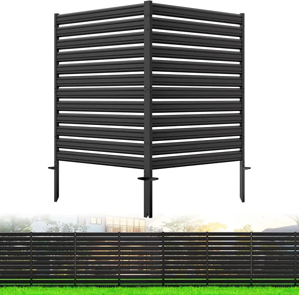 No-Dig Metal Privacy Fence Screen, 42" H × 38" W Air Conditioner Fence