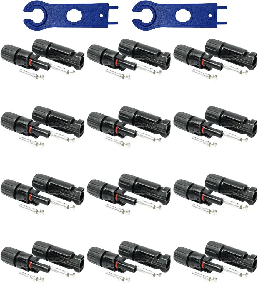 SOLARTRONICS 12 Paar Solarstecker , Männlich/Weiblich Solarpanel Kabelstecker, IP67 Wasserdicht, PV Stecker kompatibel mit MC4, Steckverbinder für 4mm² - 6mm² Solarkabel mit Solar-Spannschlüssel