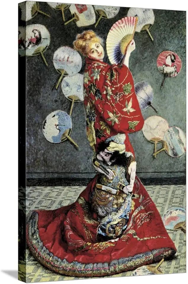 ART.COM Stretched Canvas Print La Japonaise (Camille Monet in Japanese Costume) by Claude Monet, 16" x 24"