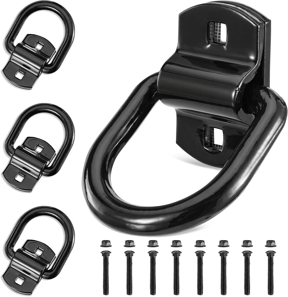 Idong 5400kg Schwerlast Zurrösen für Anhänger PKW Anhänger Zubehör, 4 Stück Zurröse Anhänger Haken D Ring mit Schrauben, Zurrösen Aufbauring für Ladungssicherung LKW, PKWs, Kajak, Boot und Transporter