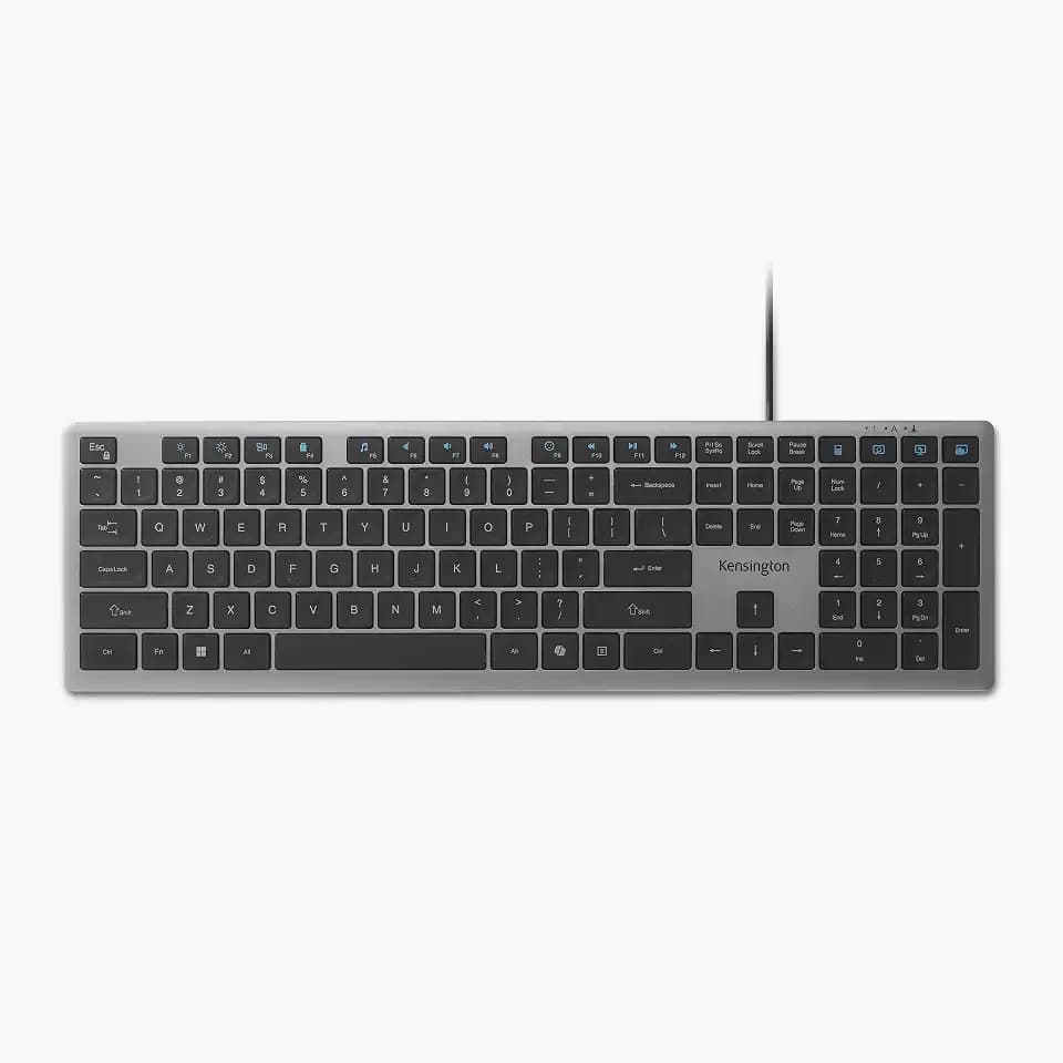 Kensington KB515 USB-C Wired Keyboard, QWERTY Full-Size Layout, Quiet Scissor-Switch Keys, Programmable, Copilot Hotkey, USB-A Adapter Included, Compatible with Windows, Black (K75410NA)