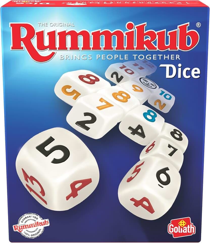 Goliath RUMMIKUB Dice - Das Originale Klassische Würfelspiel für Kinder und Erwachsene, ab 7 Jahren, Strategie-Brettspiel für 2 Spieler, Spaß und mentale Herausforderung