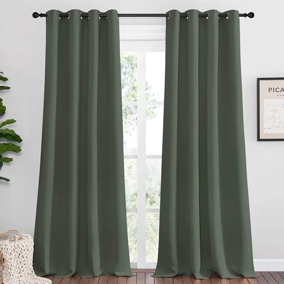 NICETOWN Grommet Top Blackout Curtains 1 Pair 55 x 102-inch Dark Mallard