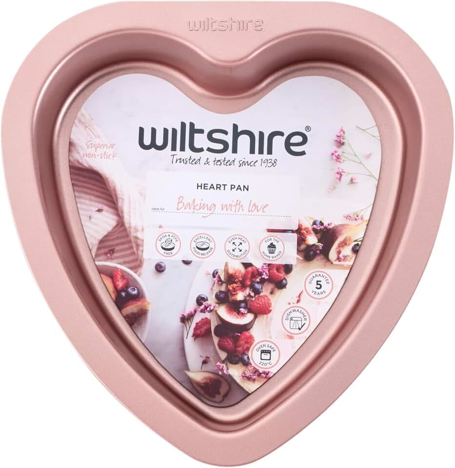 Wiltshire Rotgold 19 cm Herzform, PFOA PTFE frei, robuste Kuchenform, Antihaftbeschichtung, beschichtete Backform, Kuchenform, Stahlblech, Backgeschirr, 23 x 22,5 x 3,5 cm