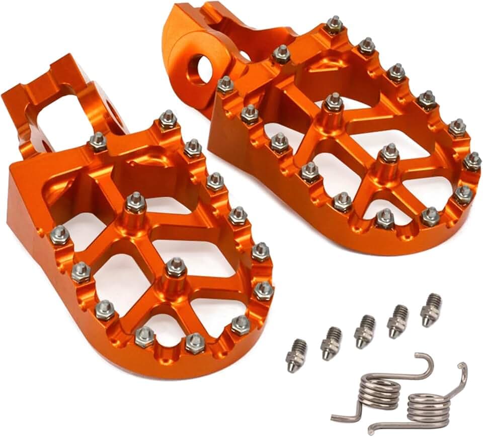 POWERPARTS Foot Pegs Set Aluminum Factory Racing for KTM, HUSQVARNA, GASGAS | Replaces OEM Part 79003040033 (Orange)
