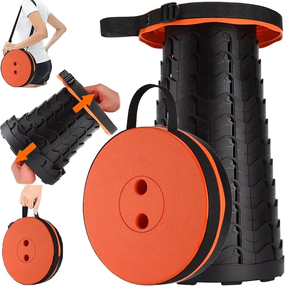 Fishboy Collapsible Stool for Adults, Portable Folding Camping Seat, 400lbs