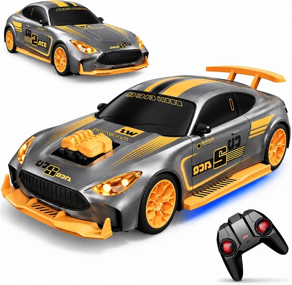 Transform Remote Control Car Race Adjustable Speed with LED Light Toys Gift