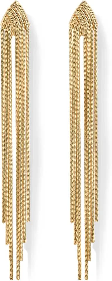 PAVOI 14K Gold Plated Long Tassel Dangle Earrings for Women, Chain Earrings