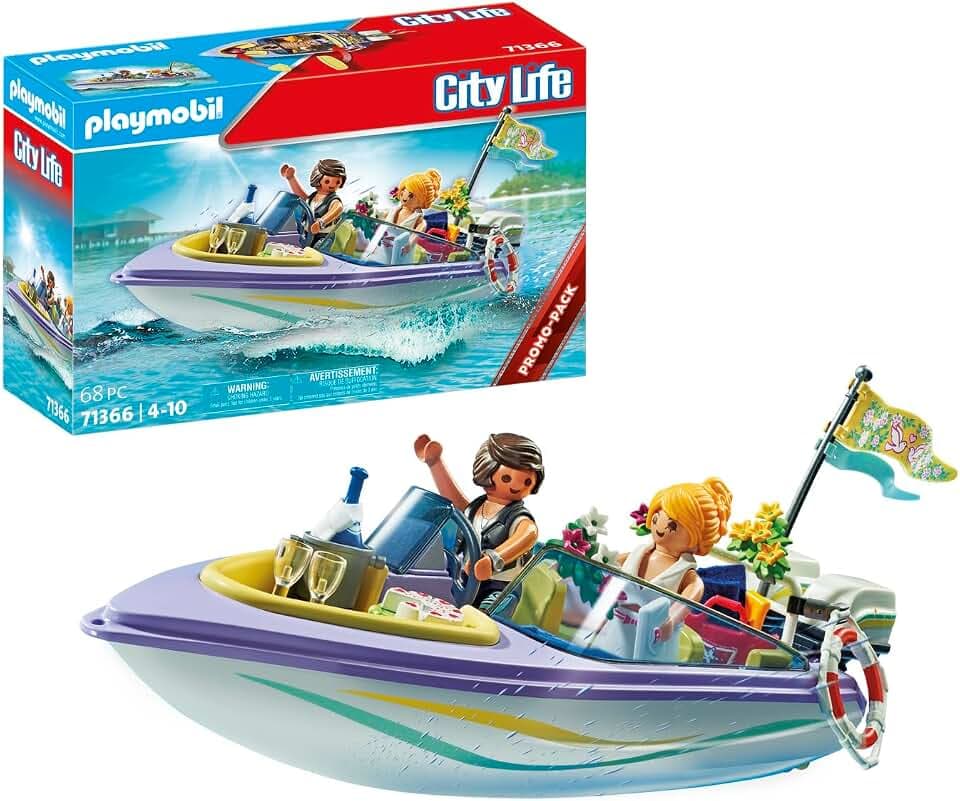 PLAYMOBIL City Life 71366 Promo Pack Hochzeitsreise, romantischer Ausflug mit dem Motorboot, gemeinsame Flitterwochen nach der Traumhochzeit, Spielzeug für Kinder ab 4 Jahren