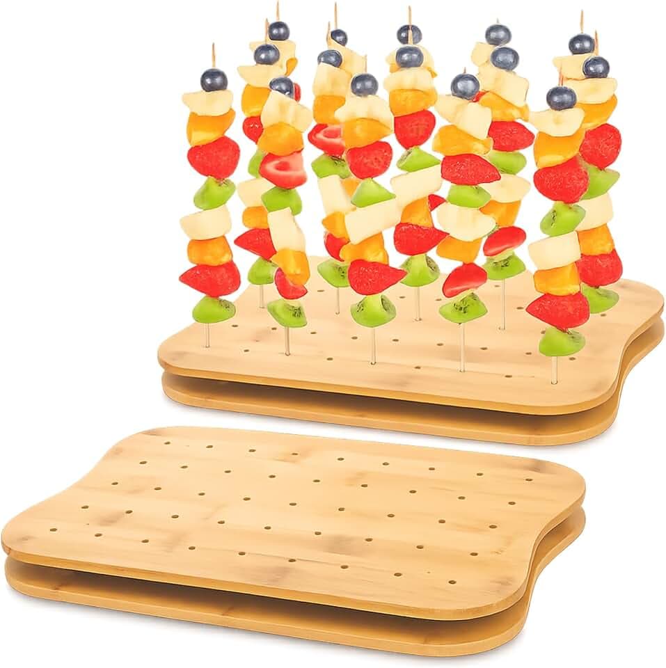 2 Pack Bamboo Skewer Holder, 90 Holes Catering Supplies