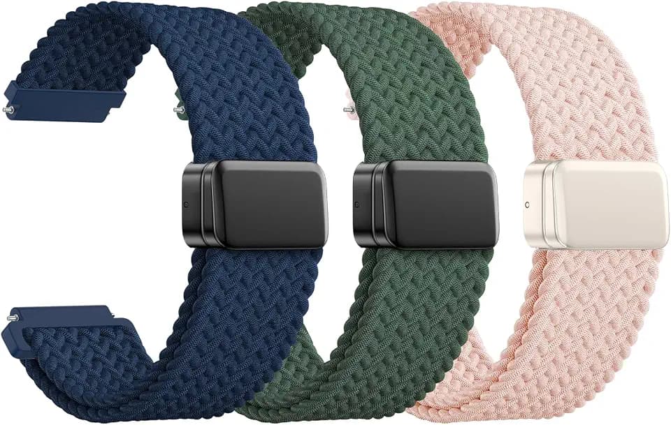 JNN Quick Release Watch Band - Magnetic 18mm 20mm 22mm Braided Nylon Watch Bands, Adjustable Elastic Nylon Watch Straps Replacement Wristband for Men Women