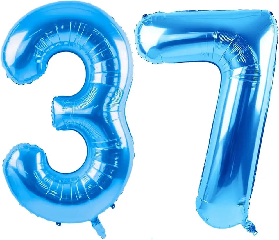 40 Inch Blue 37 Balloon, Blue Number 37 Balloons, Blue Large Foil Number 73 Balloons, Birthday Wedding Anniversary Baby Show Party Decoration