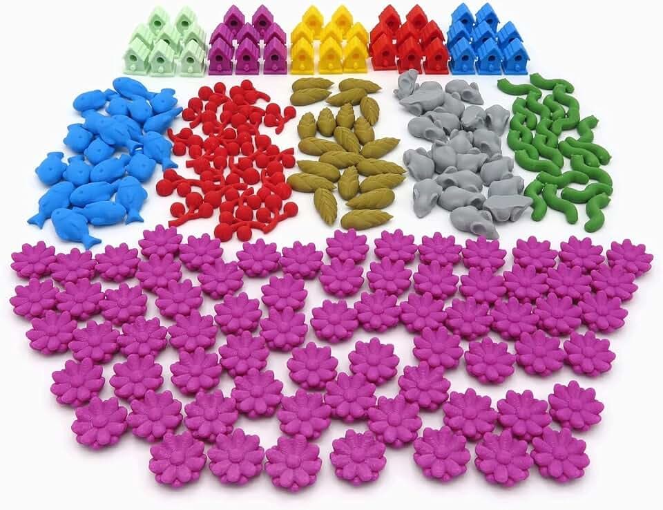 BGExpansions – Komplettes Premium-Paket für Wingspan | 214 detaillierte 3D-Token | Futter (einschließlich Nektar) und Vogelhäuschen | Kompatibel mit dem Basisspiel und der Ozeanien-Erweiterung