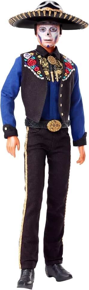 Barbie 2022 Día De Muertos Ken-Puppe mit Hemd, Weste und Sombrero, Calavera-Gesichtsbemalung, Geschenk für Sammler