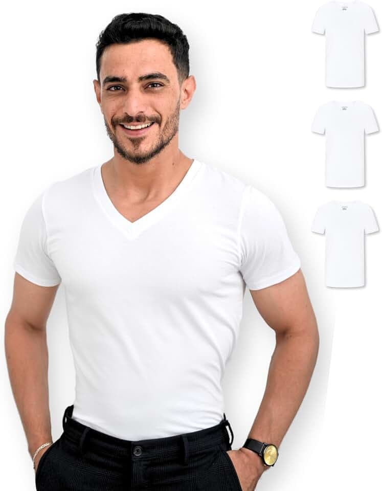 SKIPPER 100% Baumwolle Unterhemd T-Shirt Herren V-Ausschnitt, Weiß, S-3XL