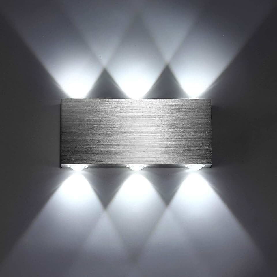 Lightess 18W LED Wandleuchte Innen Wandlampe Silber Up Down Kaltweiß