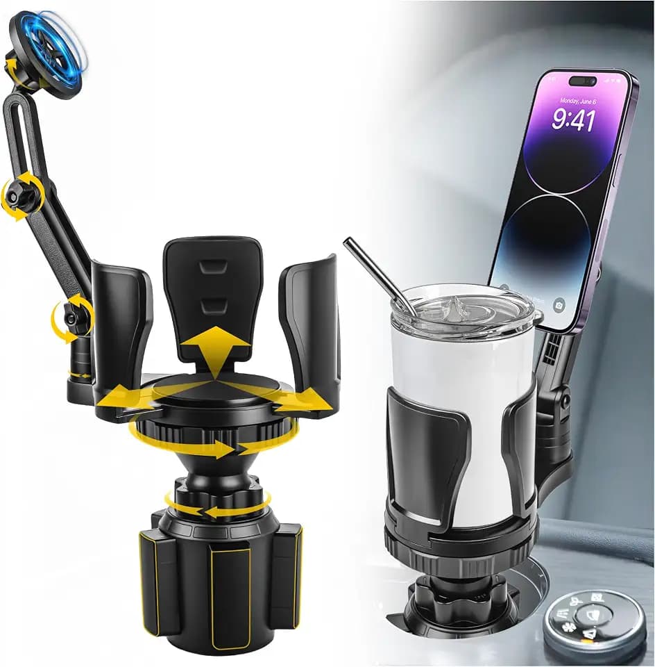 Frani Car Cup Holder Expander with Magnetic Phone Mount