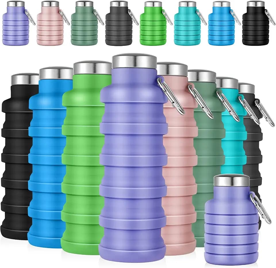 Lallisa 8 Pcs Collapsible Water Bottles Bulk, Reusable, Fresh Colors
