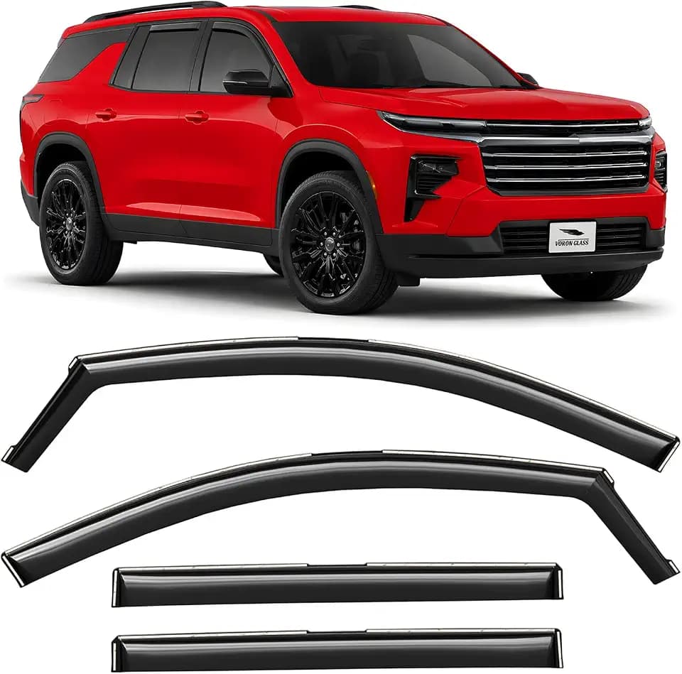 Voron Glass in-Channel Extra Durable Rain Guards for Chevrolet (Chevy) Traverse 2024-2026, Window Deflectors, Vent Window Visors, 4 Pieces - 200798