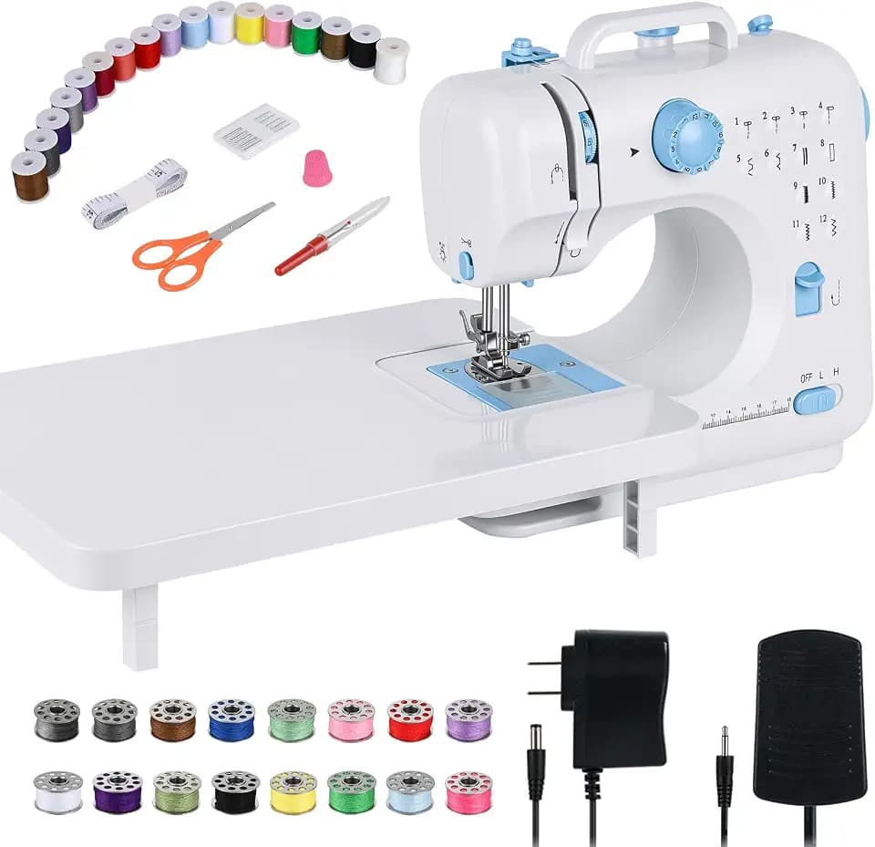 Mini Sewing Machine for Beginners & Kids with Extension Table, Portable