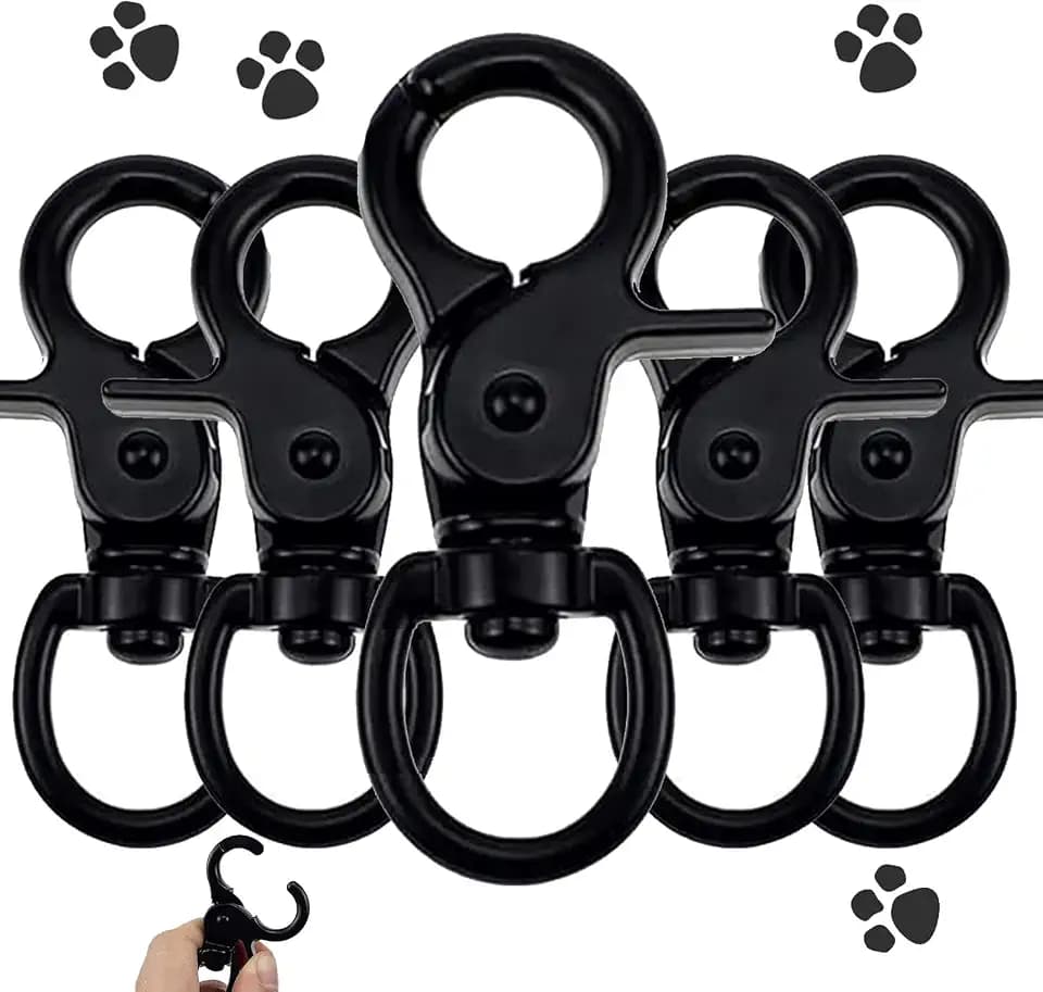 5 Stück Scherenkarabiner Klein, Karabinerhaken Wirbelkarabiner, Schnapphaken mit Drehgelenk, Hundeleine Karabiner, Robust Bolzen Karabiner, für Hunde Gepäckschnalle Drehbar