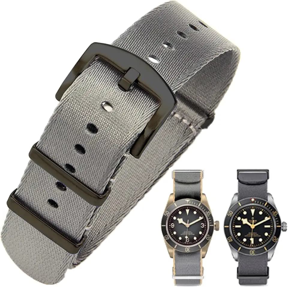 Military Ballistic Nylon Watch Strap 20mm 22mm with Heavy Buckle One-Piece Soft Durable Waterproof Premium Nylon Replacement Bands for Men Women