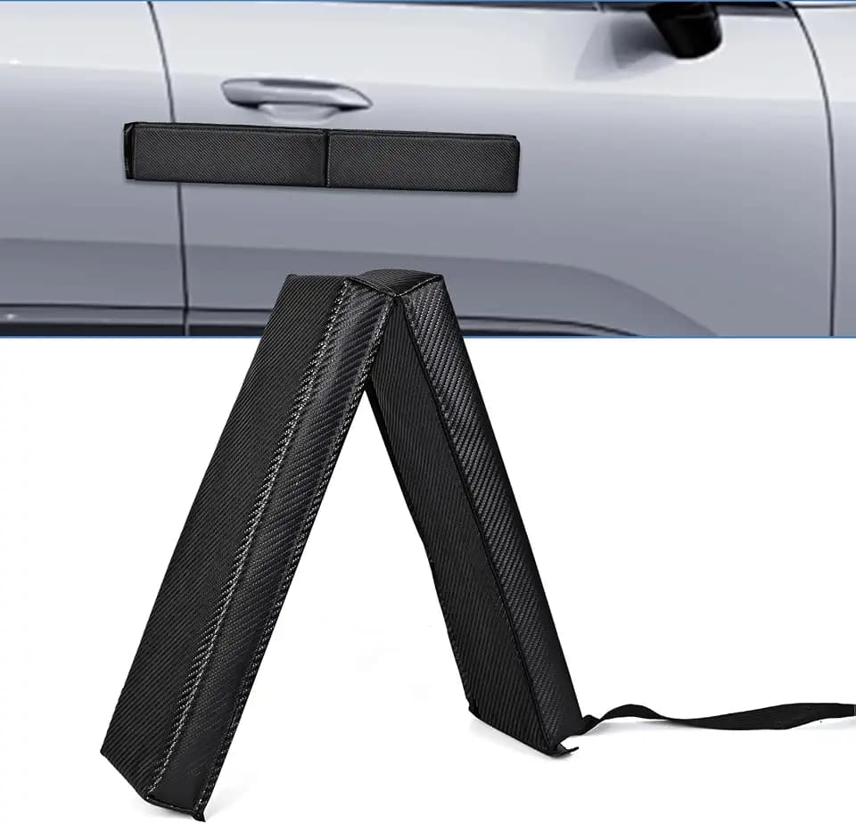 Hivexagon Magnetic Car Door Dent Protector for Non-Aluminum Door Frame Removable Soft Cushion Vinyl Carbon Fiber Embossed Prevent Scratches and Dent Damage (Black)