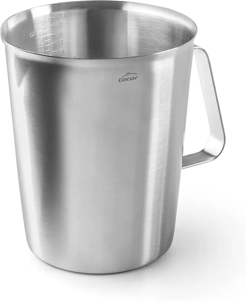 Lacor - 62742 - Messbecher, Flüssigkeitsmessgerät, Edelstahl, BPA-frei, 15 cm, 2 l