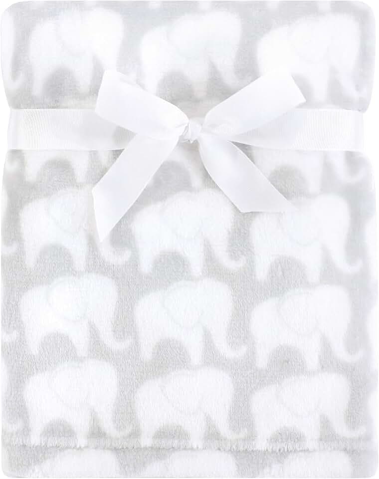 Hudson Baby Unisex Baby Silky Plush and Coral Fleece Blanket, Gray Elephant, 30x40 inches