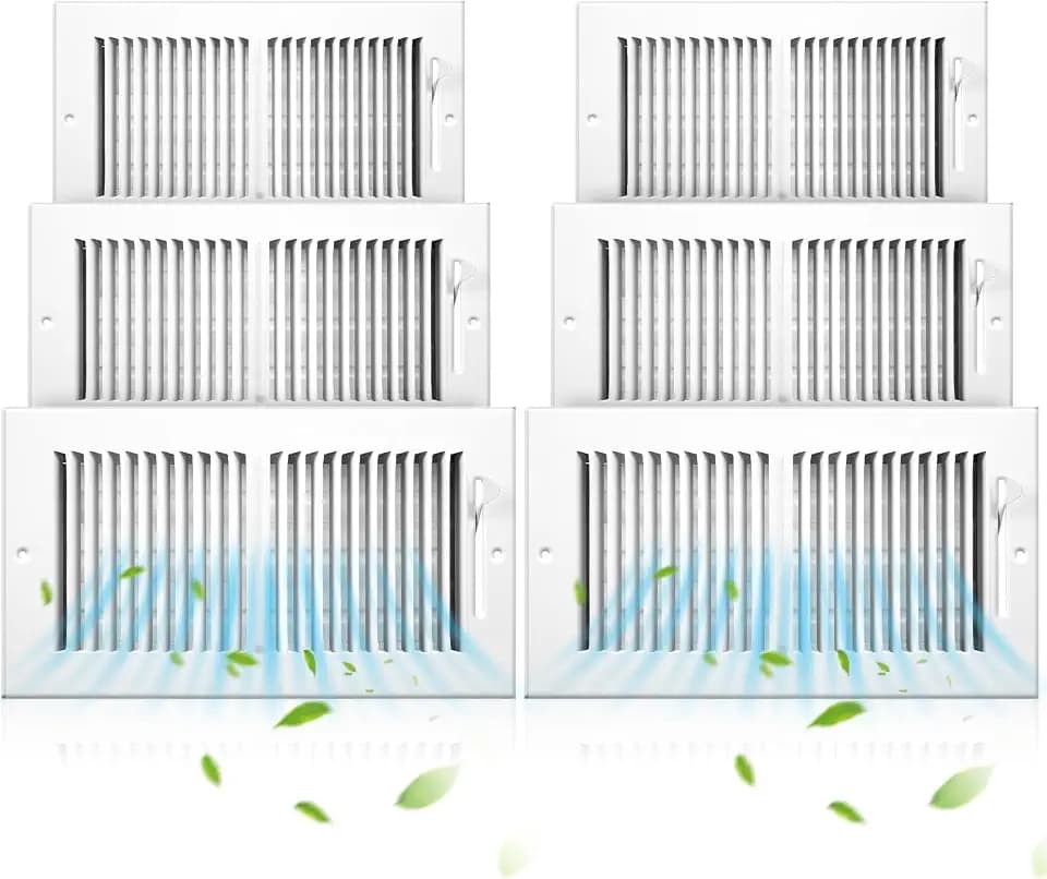 Zonon 6 Pcs 12 X 6 Inch Interior Size Ceiling Register Vent Cover White