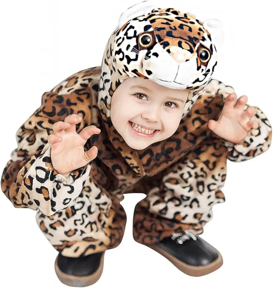Ikumaal Leoparden-Kostüm, F128 104-110, für Kind-er, Leopard Wild-Katze Katze-n Kostüm-e Fasching Karneval Kleinkinder-Karnevalskostüme Kinder-Faschingskostüme