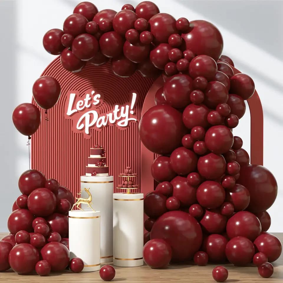 Awenztech 122pcs Burgundy Maroon Latex Balloons in 18 12 10 5 inches