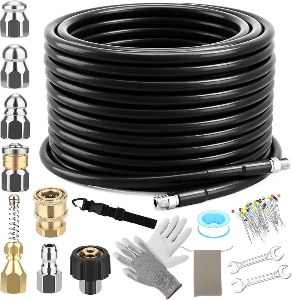 Sewer Jetter Kit for Pressure Washer, 50FT 5800PSI Drain Jetter Hose Kit