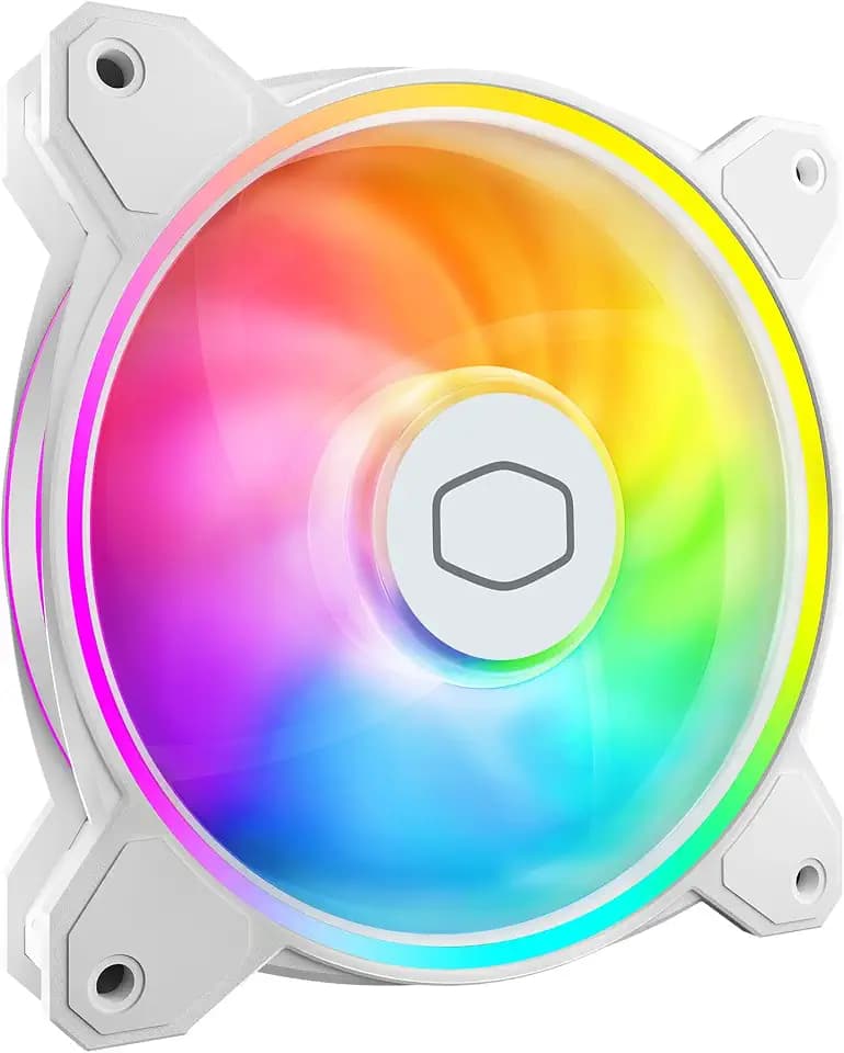 Cooler Master MF140 Halo² White PC Case Liquid Cooler Air Cooler Fan, 140mm Fan, Dual-Loop aRGB Rings, Dynamic PWM 2,050 RPM, Air Balance Blades, aRGB Lighting, Hybrid Frame