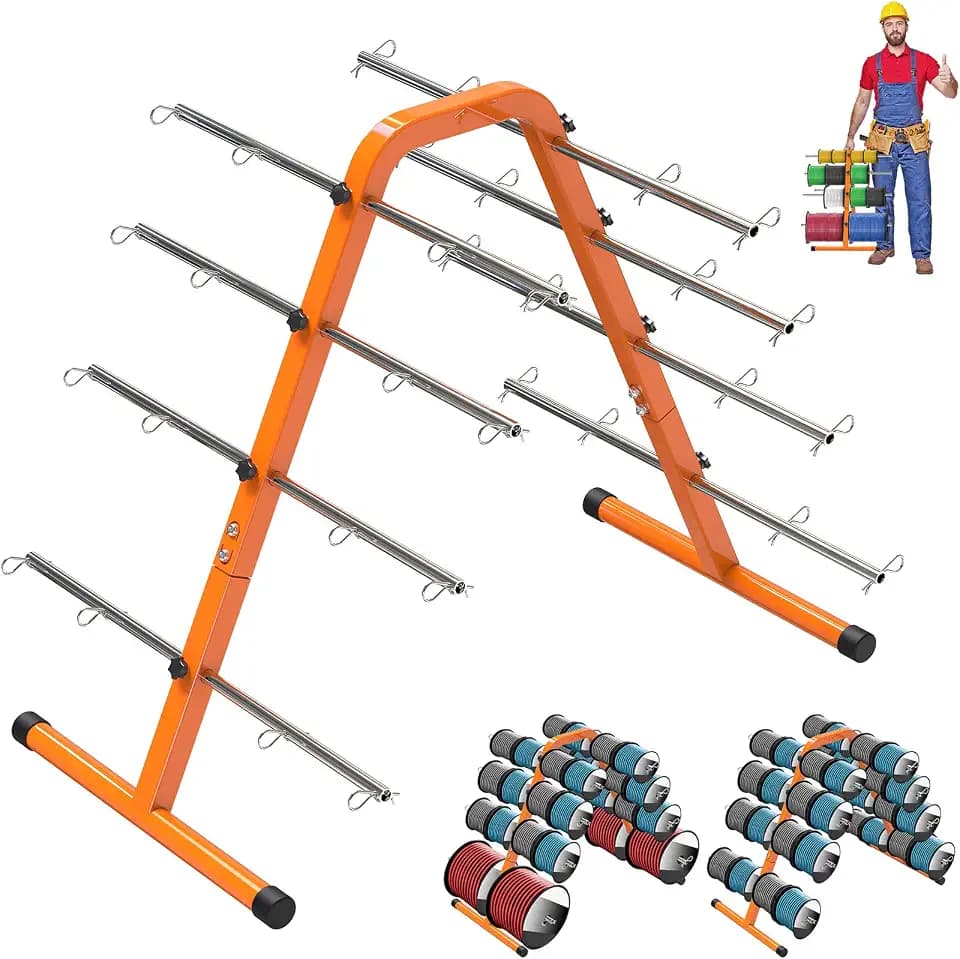 Kipika Portable Wire Spool Rack, Cable Dispenser with 8 Adjustable Rods