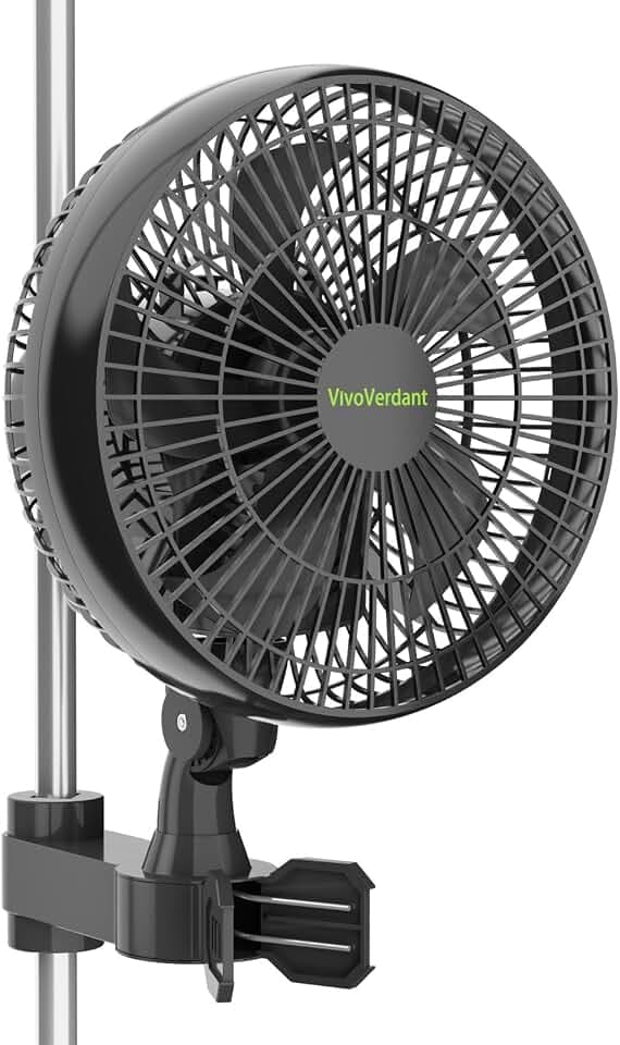 6 Zoll Grow Ventilator mit Clip, EC-Motor, oszillierend, Schwarz